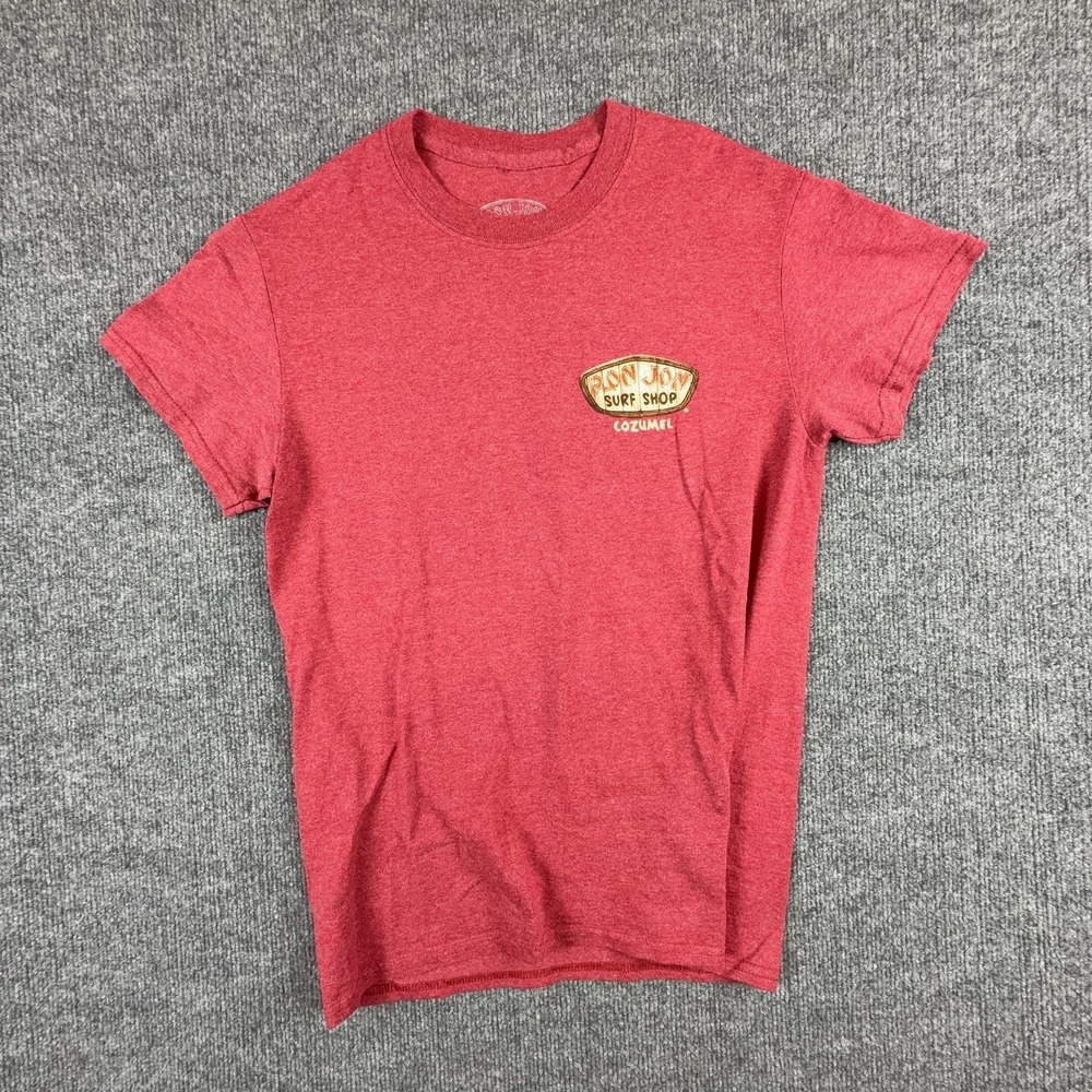Ron Jon Surf Shop Shirt Mens Small Red Cozumel Beach Graphic Tee Tropical Sunset
